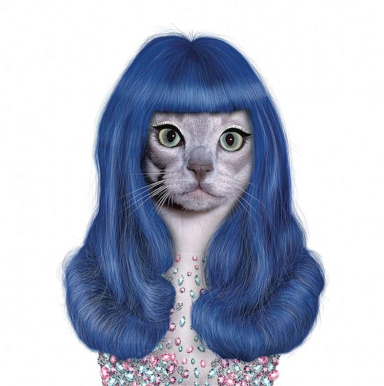 Кошка с волосами