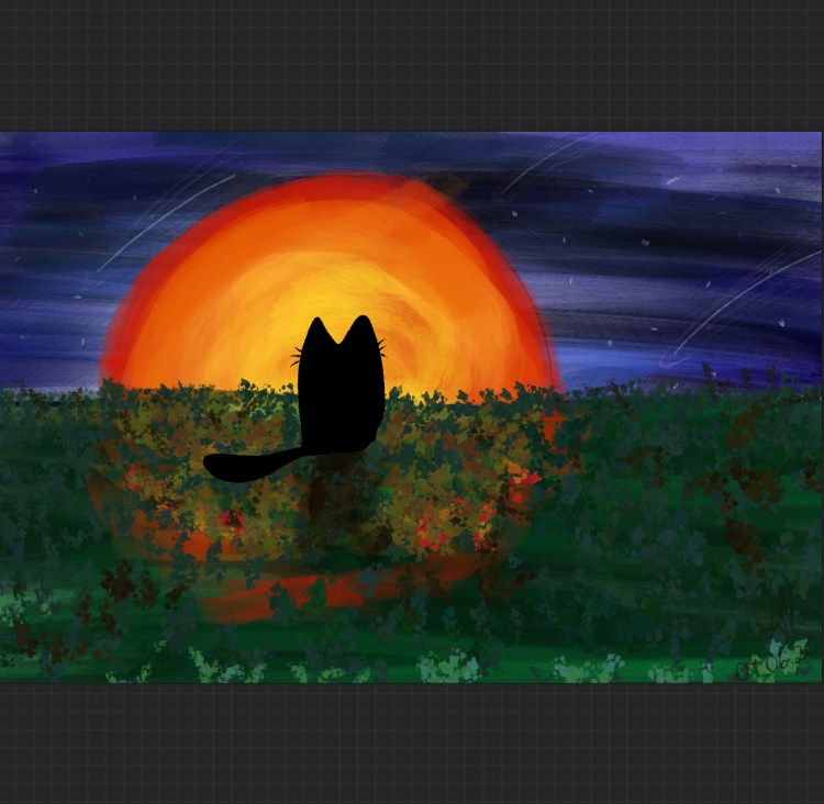 Кот уходит в закат