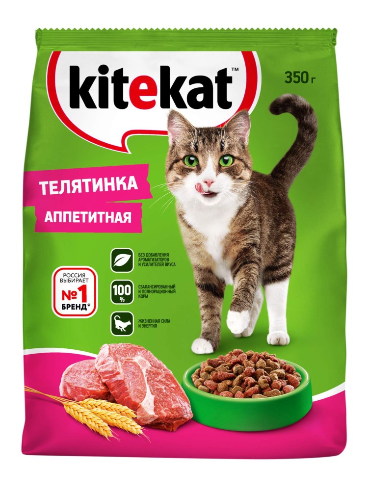 Корм Kitekat д/кошек мясной пир сухой 350г