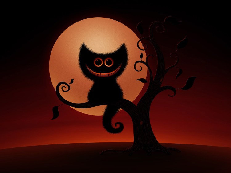 Черный кот с клыками