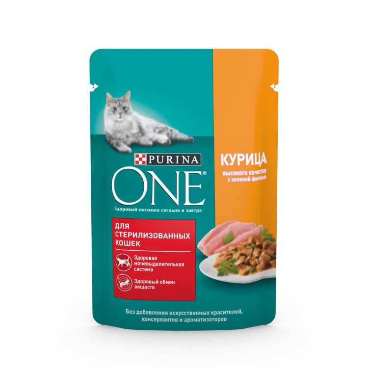 Purina one корм для кошек влаж говядина/ морковь 75г пауч