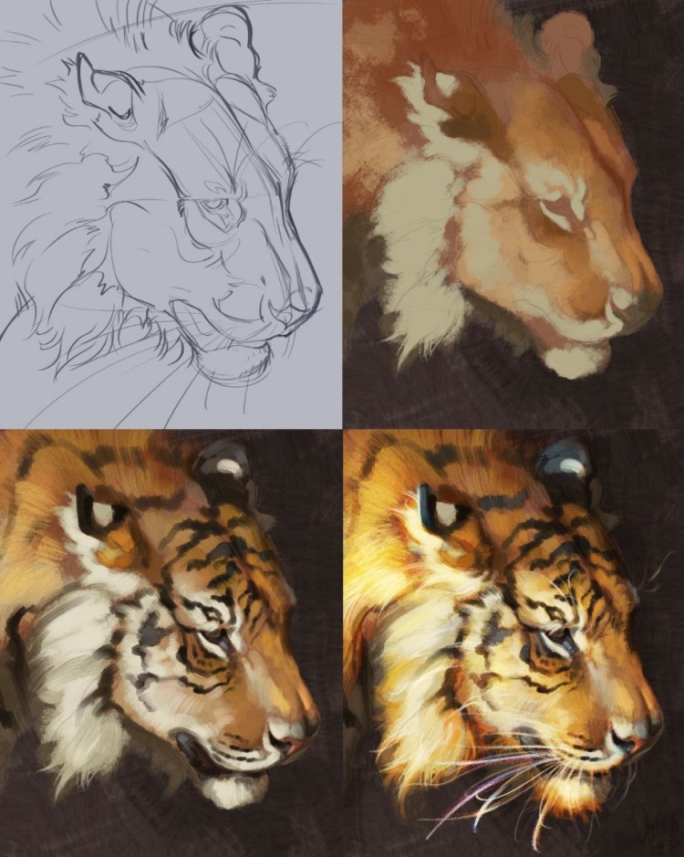 Тигр сбоку референс