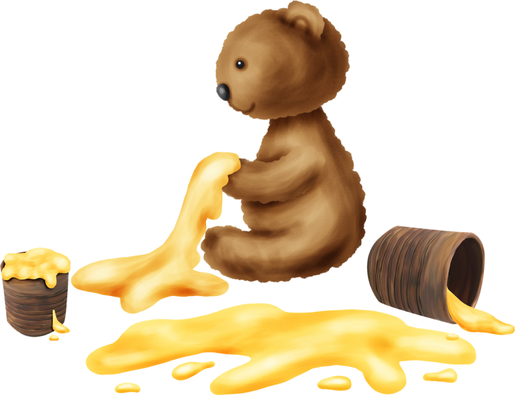 Медвежонок с медом на прозрачном фоне