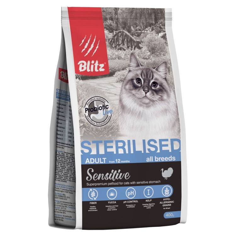 Корм для кошек Blitz (2 кг) Adult Cat Sterilised Dry