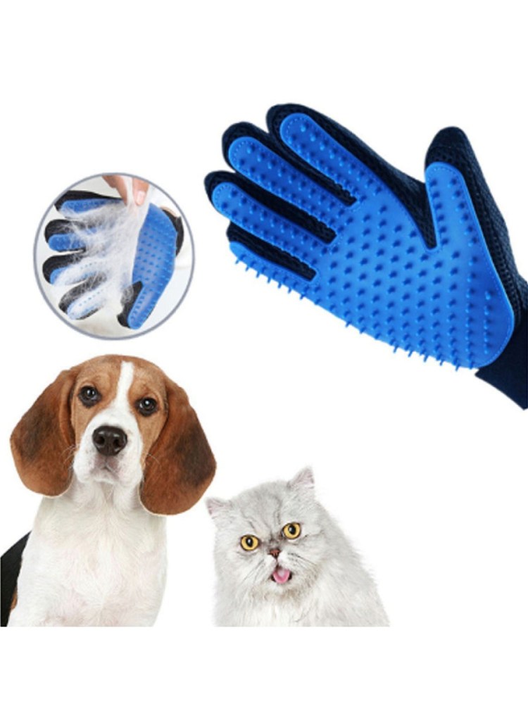 Перчатка Yugi для вычесывания шерсти синяя 17*23,5см /yе96142/