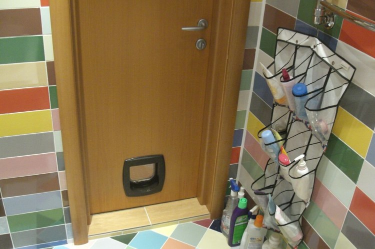 Дверь в ванную для кошки