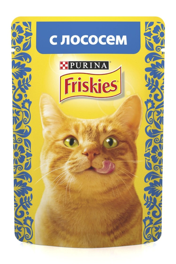 Корм д/взрослых кошек friskies с говядиной в подливе, пауч 85гр.