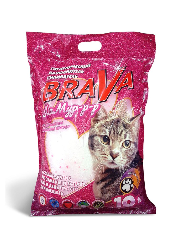 Brava наполнитель силикагелевый для кошек микс 10 л.