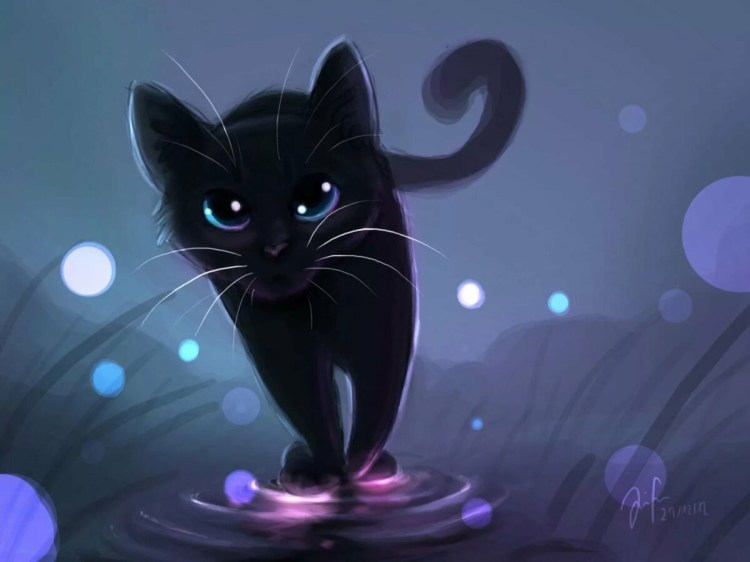Красивая черная кошка