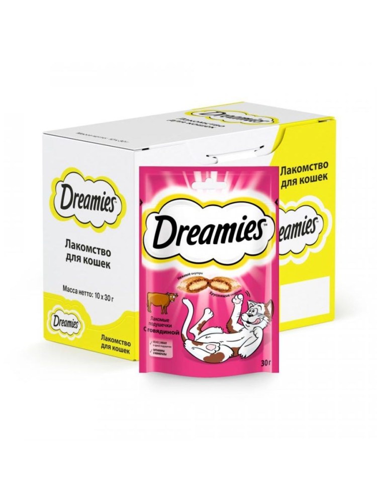 Лакомство dreamies 140г для кошек с говядиной