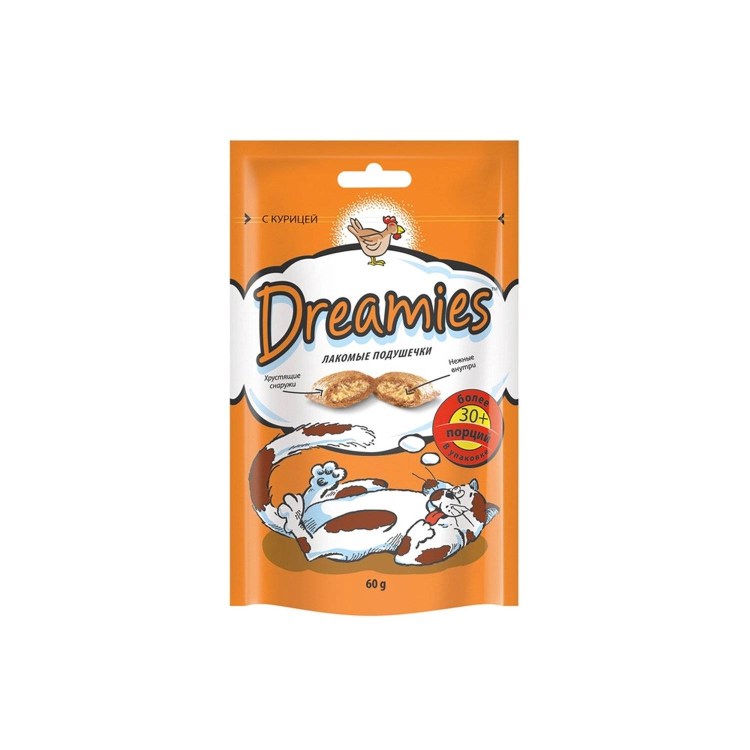 Лакомство для кошек dreamies "Лакомая мышка", с курицей, 30 г + игрушка