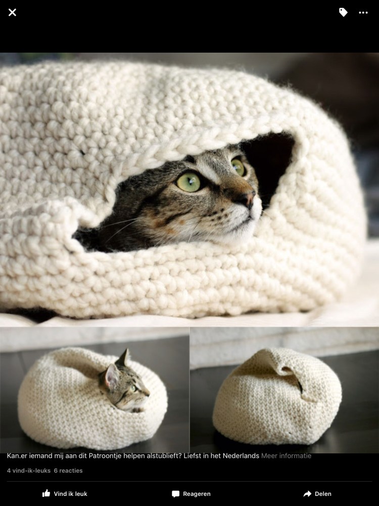 Вязаный спальник для кота