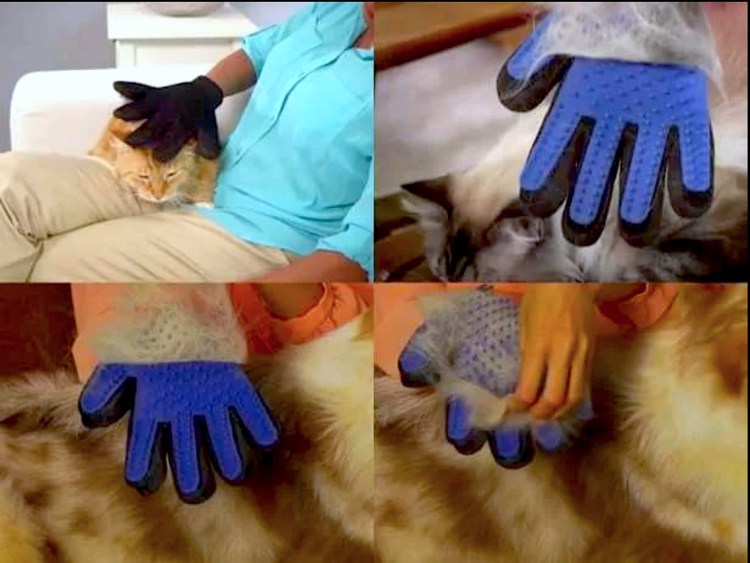 Перчатка для вычесывания шерсти животных true Touch