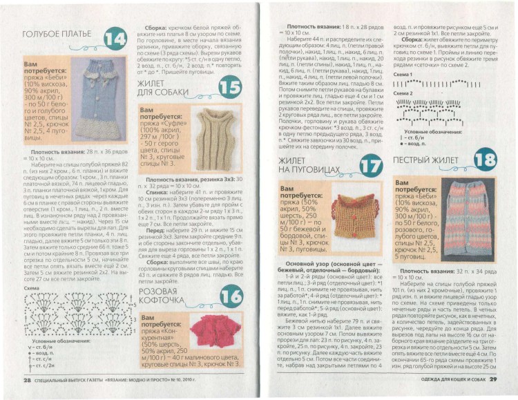 Схемы вязания одежды для собак мелких пород
