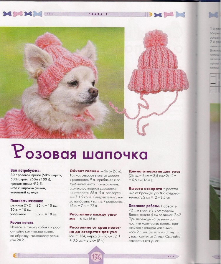 Шапка вязаная для собаки чихуа схема