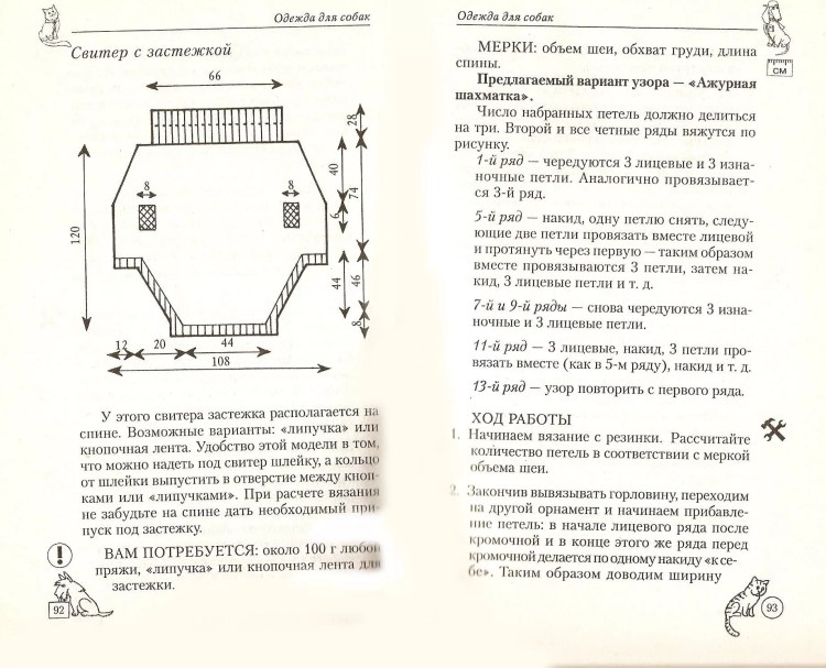 Схема реглана спицами для собак