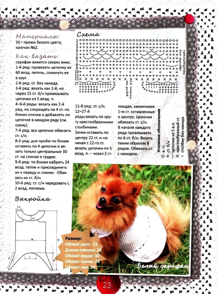 Свитер для собаки крючком схемы