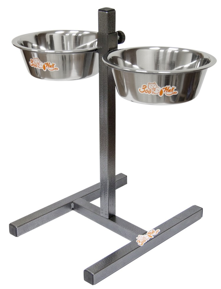 Зооник подставка квадратная+металлические миски 0,9л. Металлик 08827-2