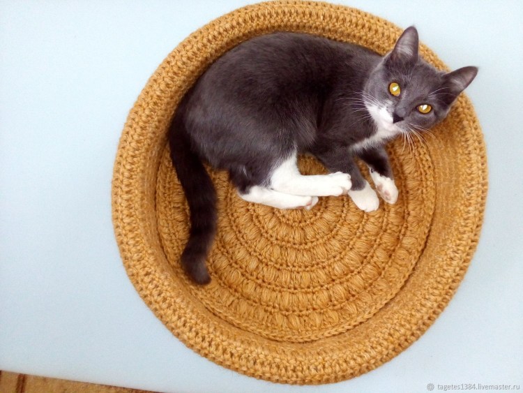 Лежанка для кошки из трикотажной пряжи