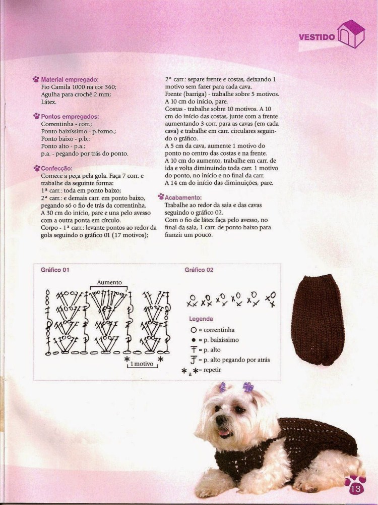 Схема вязание крючком свитер для мелких собак