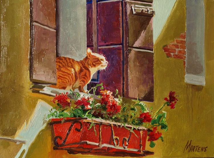 Елена Мартенс картины кошка в окошке