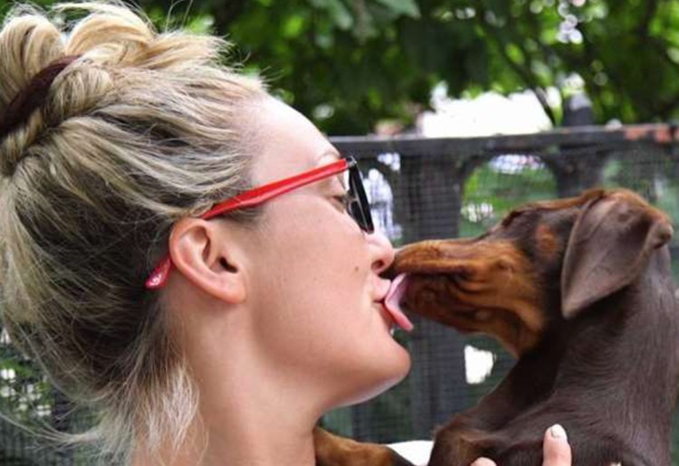 Фото собака лижет ребенку ухо