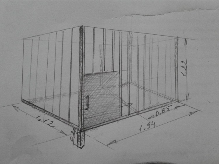 Размер вольера для овчарки чертеж