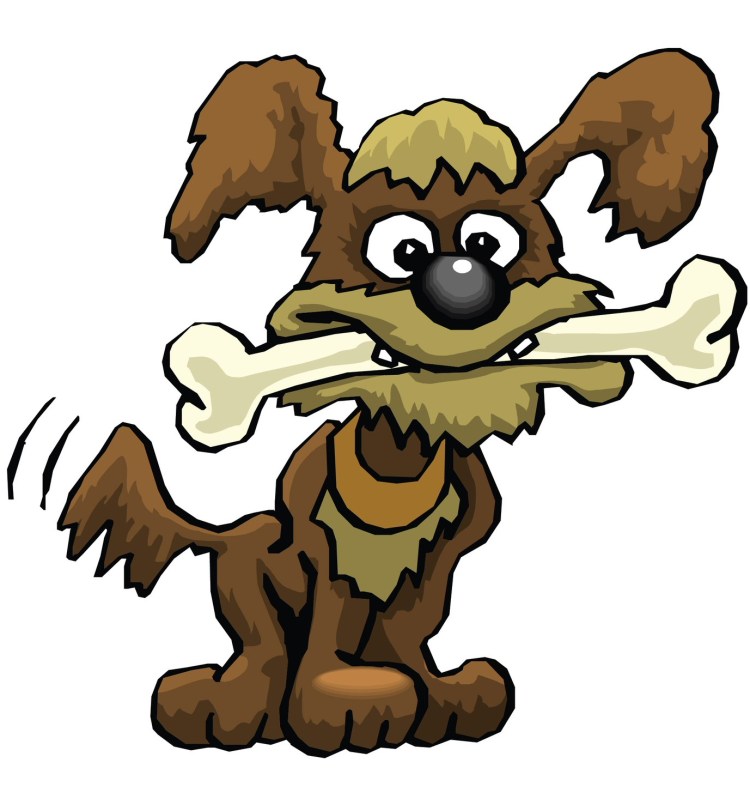 Веселая собачка с косточкой