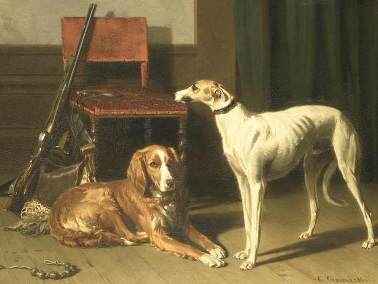 Собака возле камина