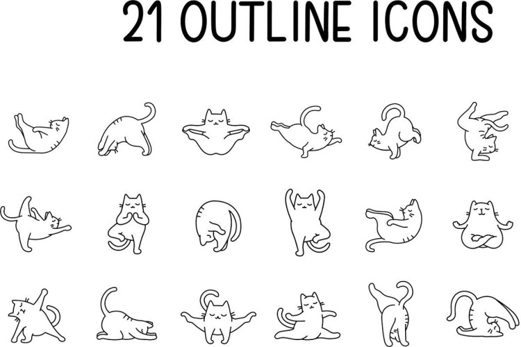 Кошка и йога иллюстрация