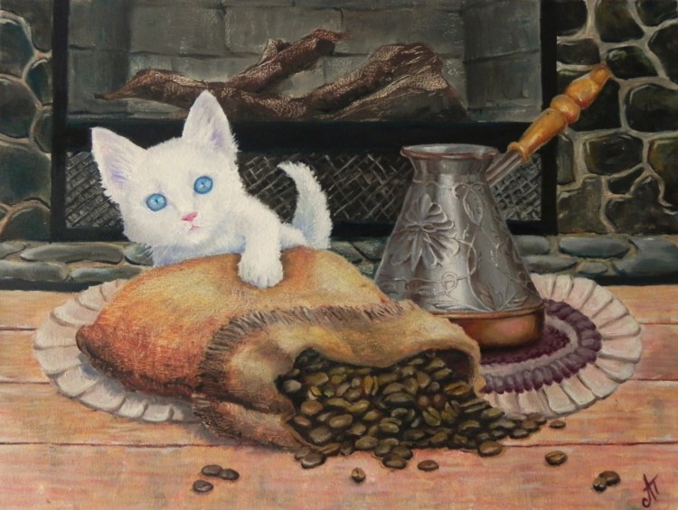 Кофейная живопись кот