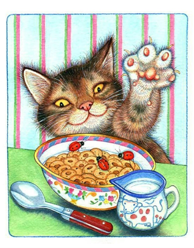 Кот ужинает