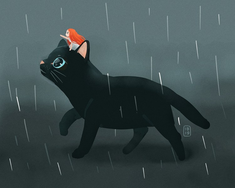 Чёрный кот арт