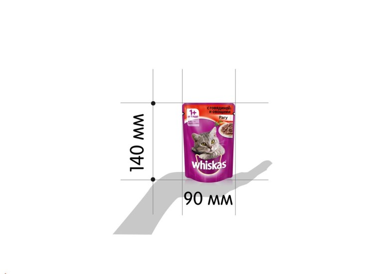 Корм для кошек Whiskas с индейкой, с телятиной 85 г