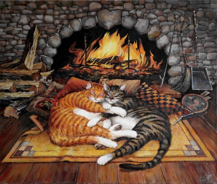 Кот у камина
