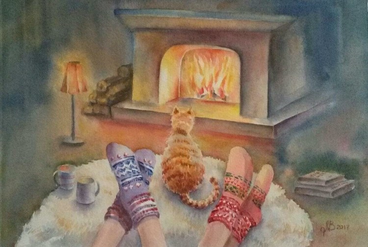 Собака у камина