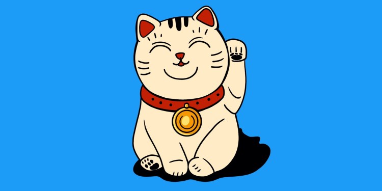 Нарисованный котик машет лапой