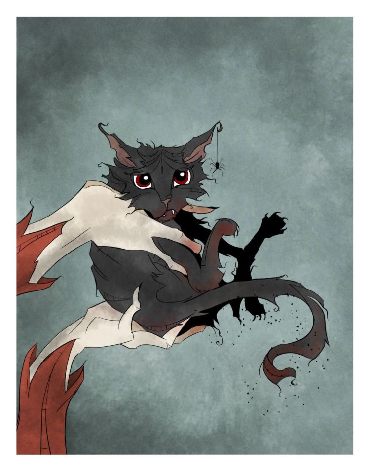 Кот с клыками наружу