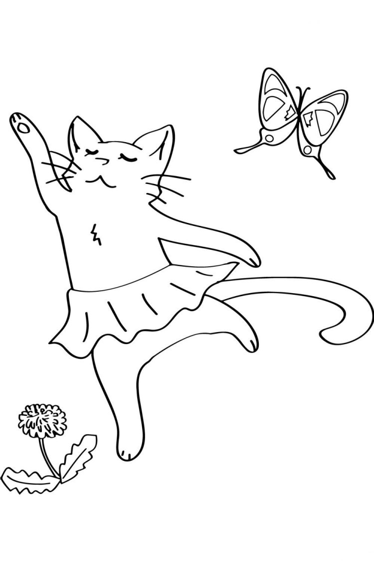 Кошка балерина раскраска