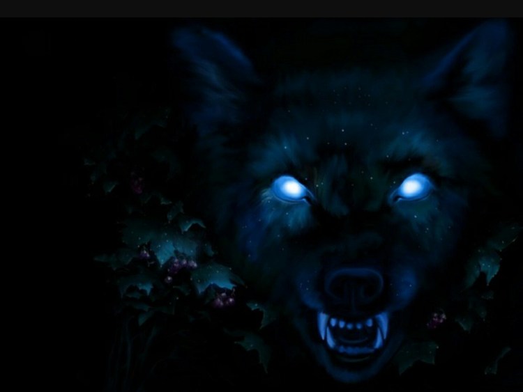 Волк со светящимися глазами
