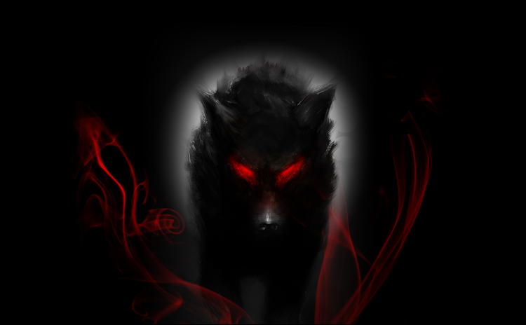 Чёрный волк с красными глазами