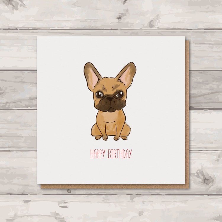 С днем косточки французский бульдог открытка стильная