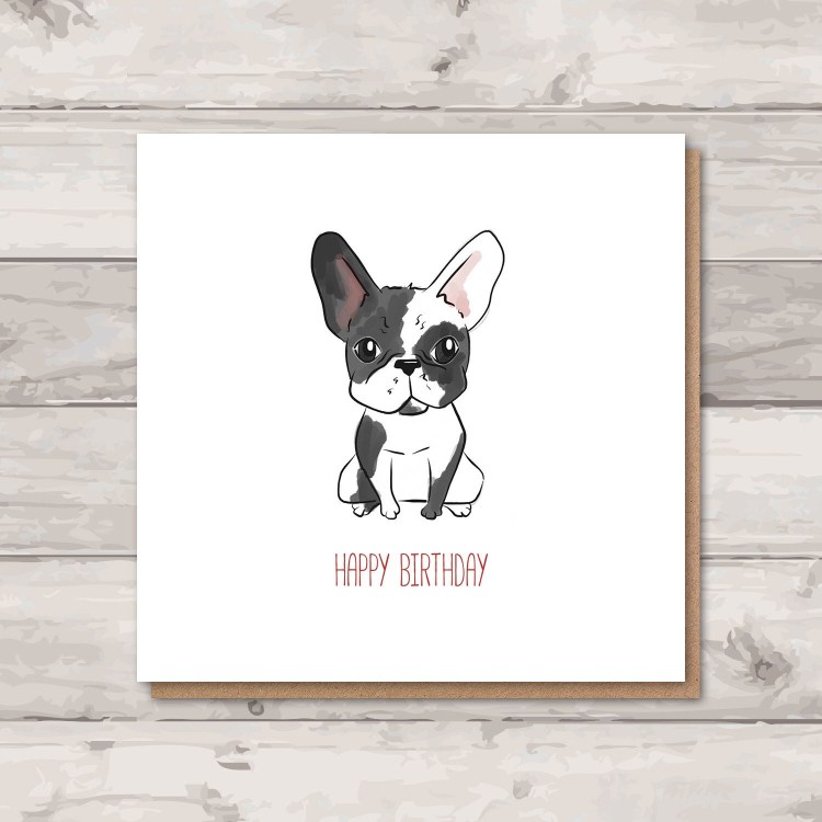 Открытка с французским бульдогом
