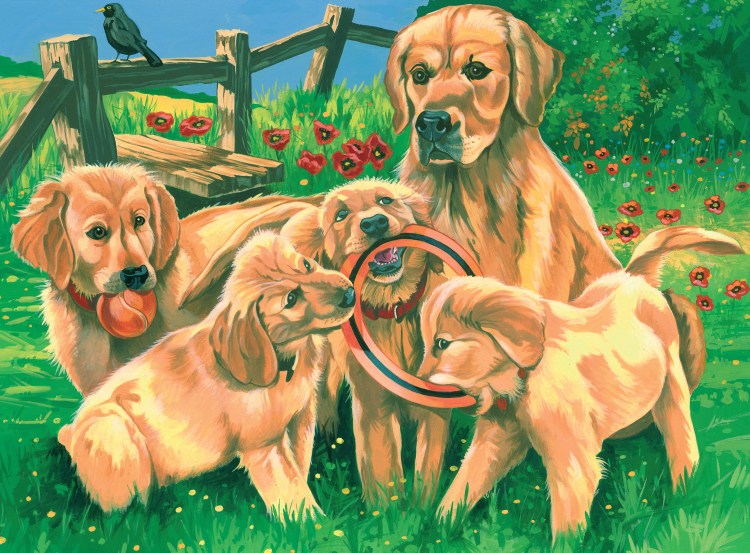 Рассматривание картины собака со щенятами