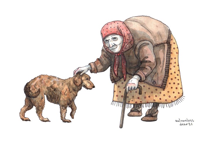 Бабушка с собакой