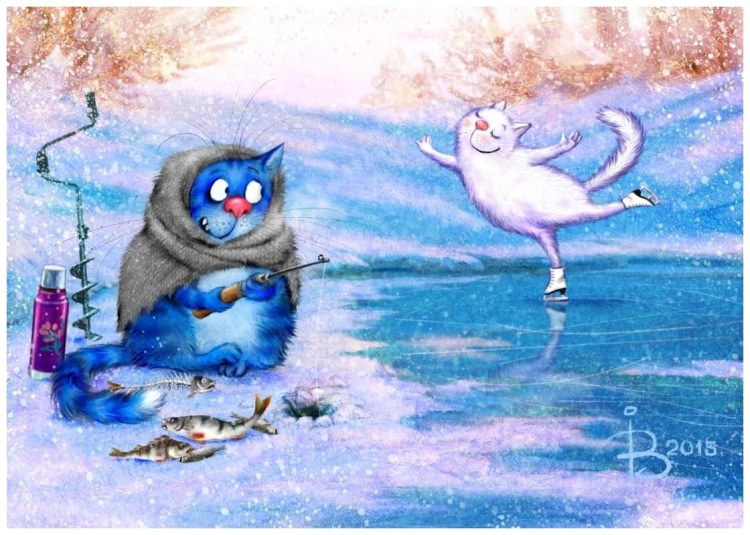 Синие коты Ирины Зенюк зима