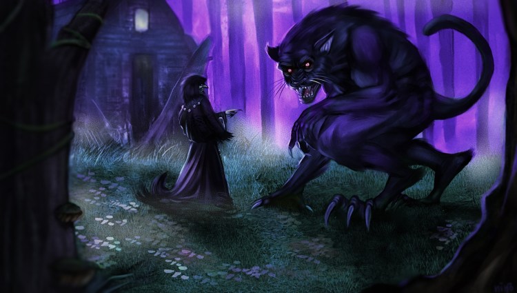 Девушка с черной кошкой