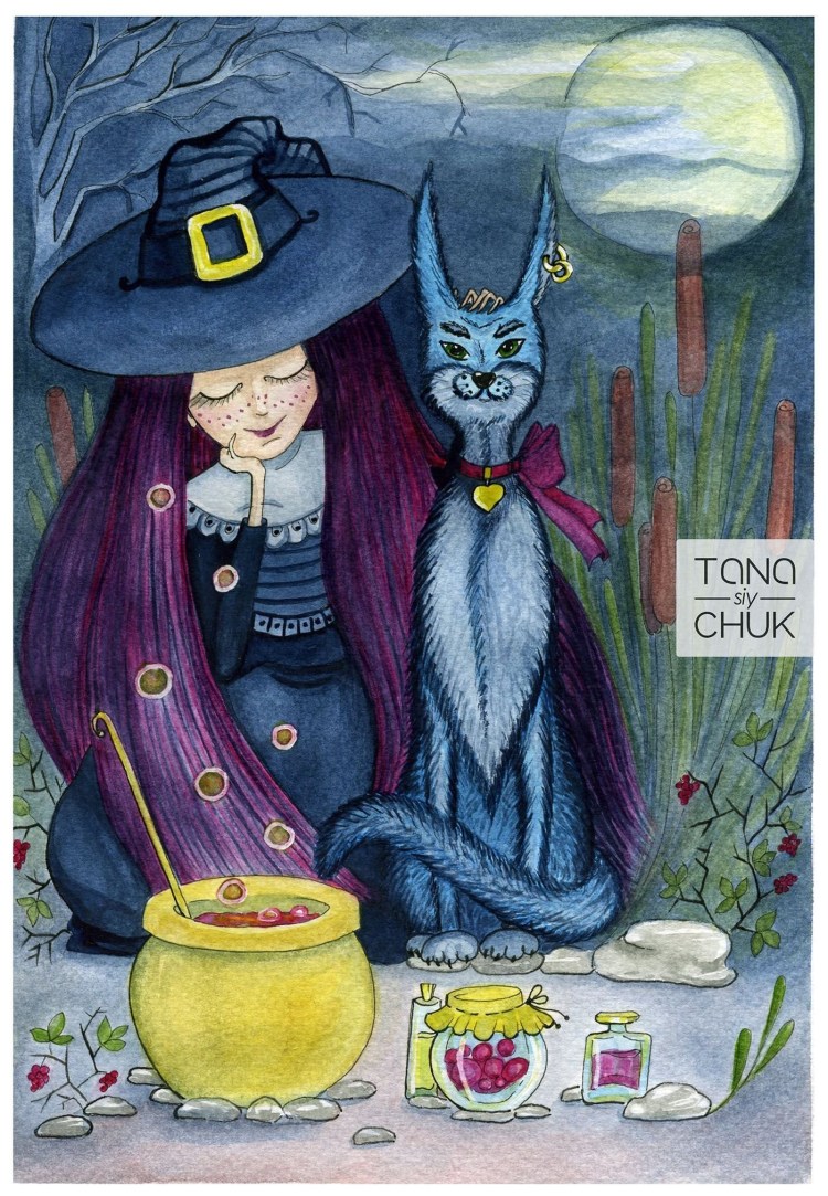 Ведьма с рыжим котом