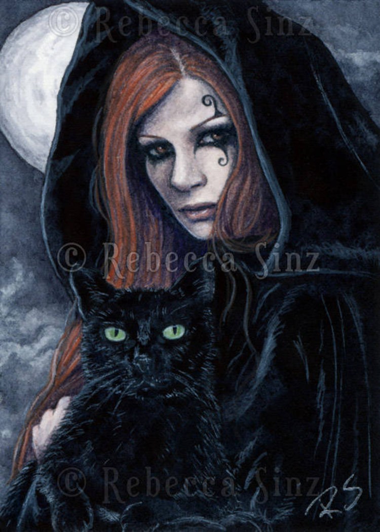 Колдунья с кошкой