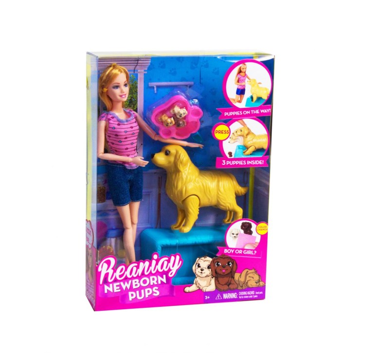 Кукла Карапуз София с собакой и щенками, 29 см, k108966-1-s-KT